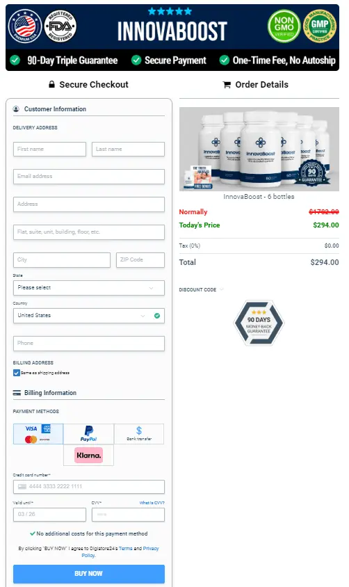 InnovaBoost order form